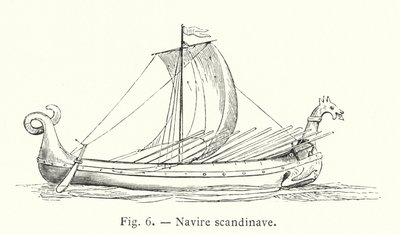 Skandinaviskt skepp (gravyr) av French School