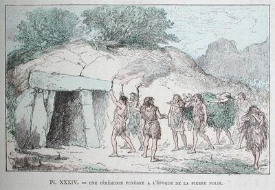 Neolitisk begravningsrit, illustration från 