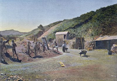Nickelgruvor på Nya Kaledoniens östkust, graverade av Gillot, c.1900 av French School