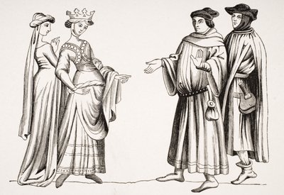 Noble Lady and Maid of Honor och Two Burgesses, efter en miniatyr i 
