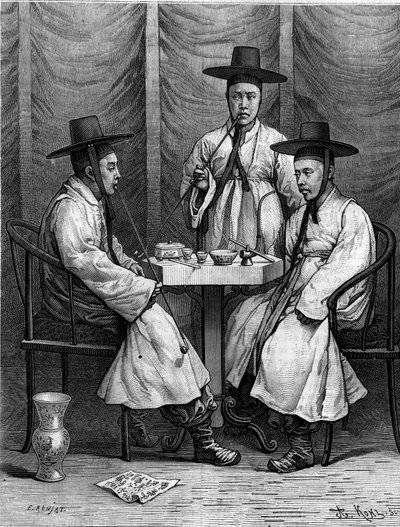 Ädla koreaner. Gravyr i "The Journal of Youth" av French School