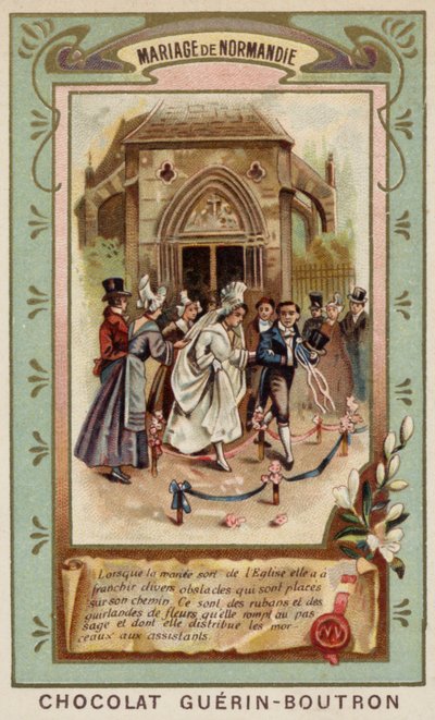 Normandie bröllop (chromolitho) av French School
