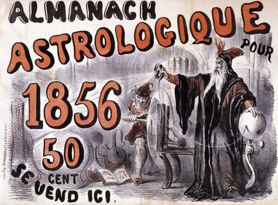 Nostradamus, astrolog som lyser upp framtiden - i "Almanach Astrologique"" från 1856 av French School