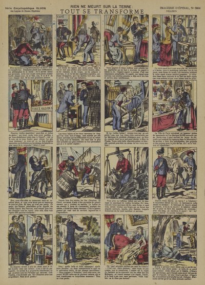 Ingenting på jorden dör. Allt förvandlas (färg litho) av French School