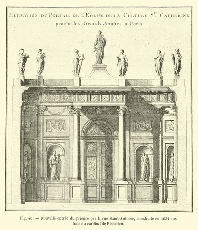 Ny ingång till priorinnan vid rue Saint-Antoine, byggd 1634 på bekostnad av kardinal de Richelieu av French School