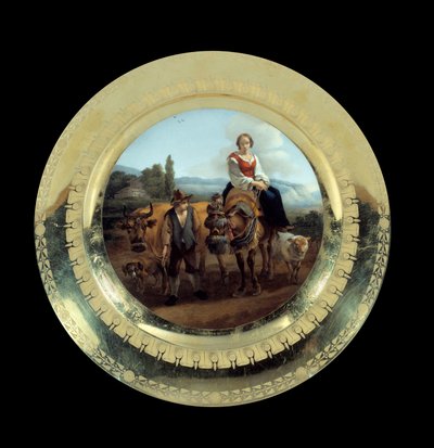 Objekt First Empire: skylt av Prince Eugenes tjänst: bergere i ett landskap nära Siena. Realiserad i tillverkningen känd som hertigen av Angouleme (1781-1828), Malmaison, Musee Du Chateau av French School