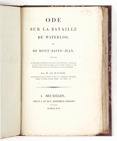 "Ode om slaget vid Waterloo", av Adrien-Jacques-Joseph Le Mayeur av French School