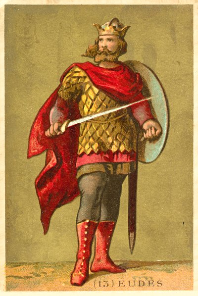 Odo av Frankrike, kung av västra Frankrike (chromolitho) av French School