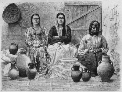 Oljehandlare i Jerusalem, från Syrien idag. Reser i Fenicien, Libanon och Judéen. 1875-1880 av Louis Charles Emile Lortet, 1884 (bw gravyr) av French School