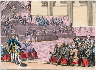 Invigning av generalständerna i Versailles den 5 maj 1789 som sammanförde de tre orden (prästen, adeln och den tredje staten) - Öppnande av generalständerna, 5 maj 1789 - Gravering av slutet av 1800-talet i "" Nos Gires Nationales av French School