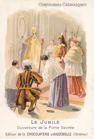 Öppnande av den heliga dörren av påven, Jubilee (chromolitho) av French School