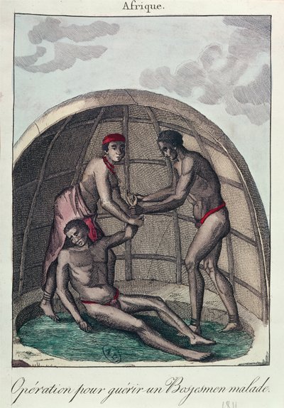 Operation för att hela en sjuk Bushman, 1811 (färgstick) av French School