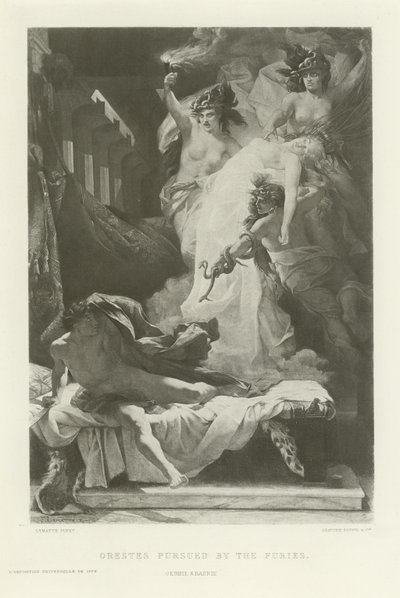 Orestes förföljda av furierna (gravyr) av French School