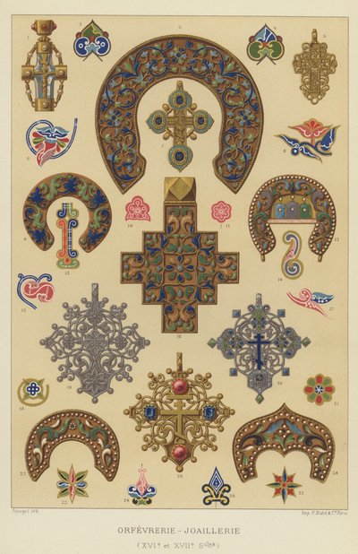 Silversmide-smycken (1500- och 1600-talen) (chromolitho) av French School
