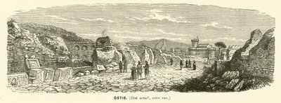 Ostia, hamnstad i antikens Rom, Italien (gravyr) av French School