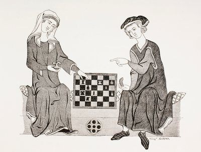 Othon IV, markis av Brandenburg, spelar schack med sin fru Hedwige de Habsbourg, från 