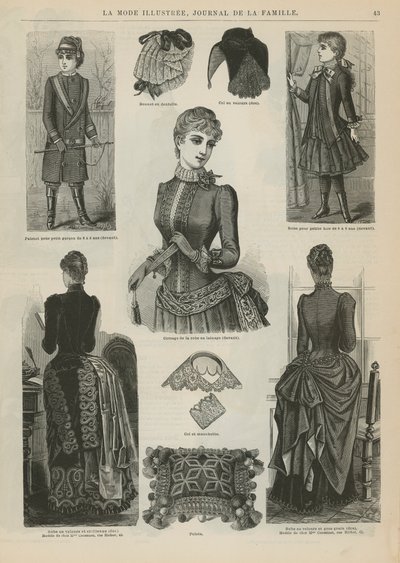 Sida från La Mode Illustree, 1885 av French School