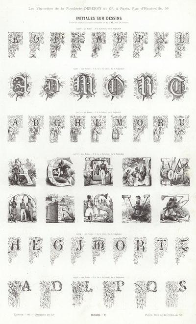 Sida från typografiska vinjetter (gravyr) av French School