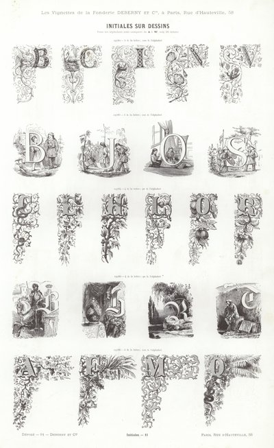 Sida från typografiska vinjetter (gravyr) av French School