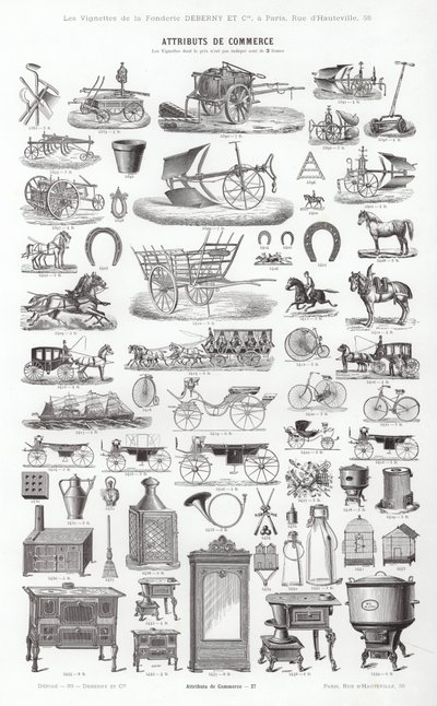 Sida från typografiska vinjetter (gravyr) av French School