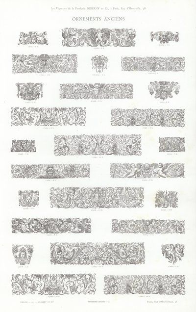 Sida från typografiska vinjetter (gravyr) av French School