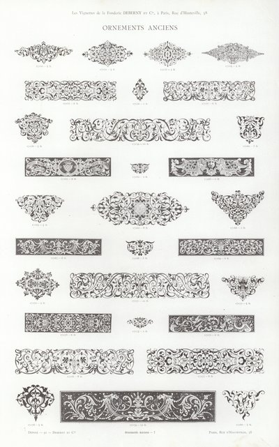 Sida från typografiska vinjetter (gravyr) av French School