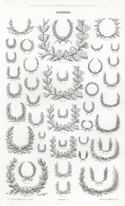 Sida från typografiska vinjetter (gravyr) av French School
