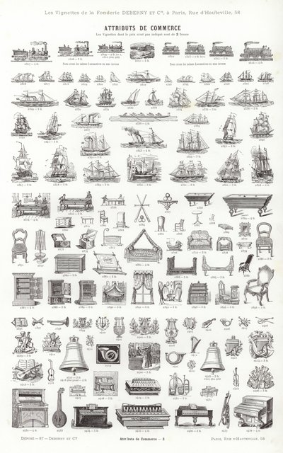 Sida från typografiska vinjetter (gravyr) av French School