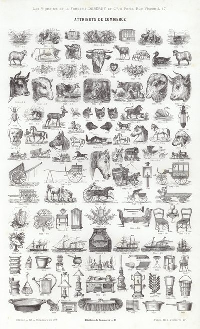 Sida från typografiska vinjetter (gravyr) av French School