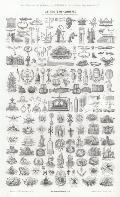 Sida från typografiska vinjetter (gravyr) av French School