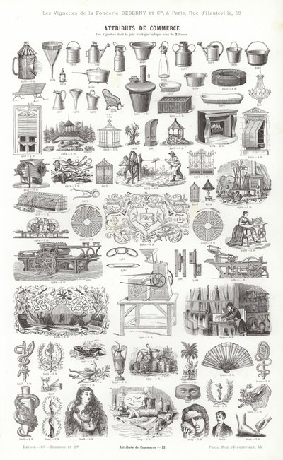 Sida från typografiska vinjetter (gravyr) av French School