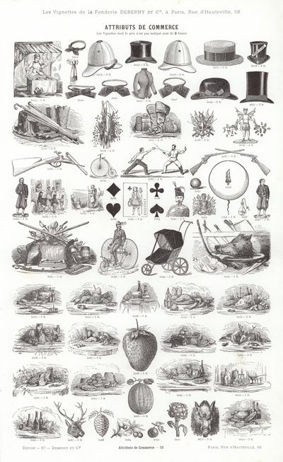 Sida från typografiska vinjetter (gravyr) av French School