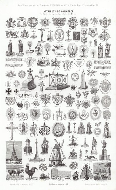 Sida från typografiska vinjetter (gravyr) av French School