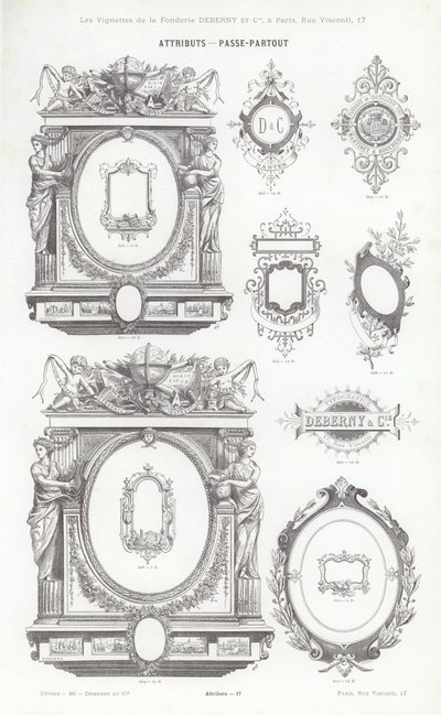 Sida från typografiska vinjetter (gravyr) av French School