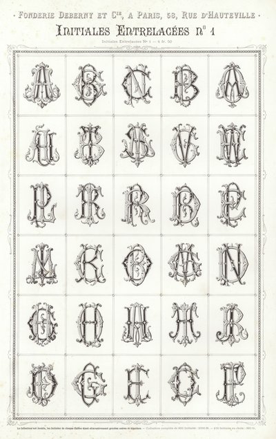 Sida från typografiska vinjetter (gravyr) av French School