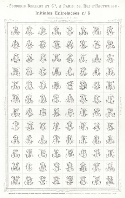 Sida från typografiska vinjetter (gravyr) av French School