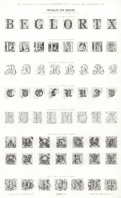 Sida från typografiska vinjetter (gravyr) av French School