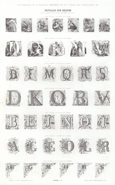 Sida från typografiska vinjetter (gravyr) av French School
