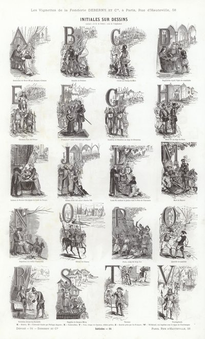 Sida från typografiska vinjetter (gravyr) av French School