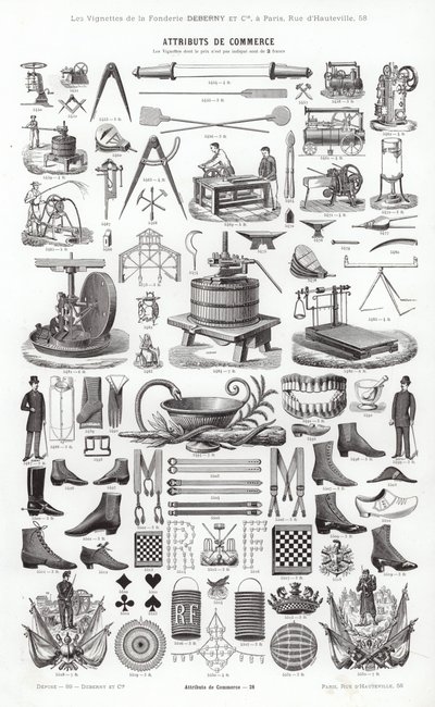 Sida från typografiska vinjetter (gravyr) av French School