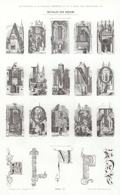 Sida från typografiska vinjetter (gravyr) av French School