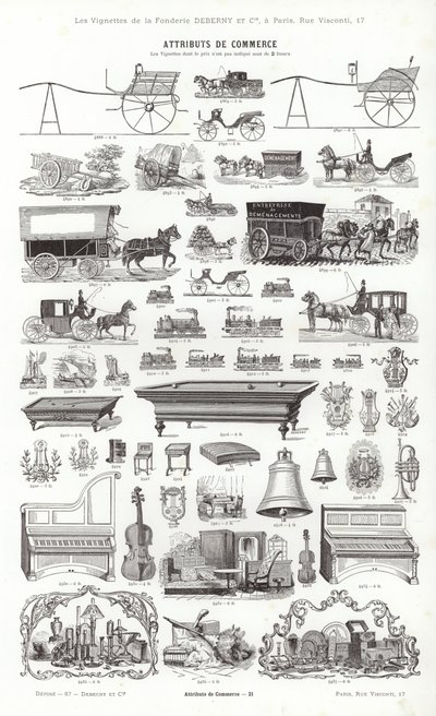 Sida från typografiska vinjetter (gravyr) av French School