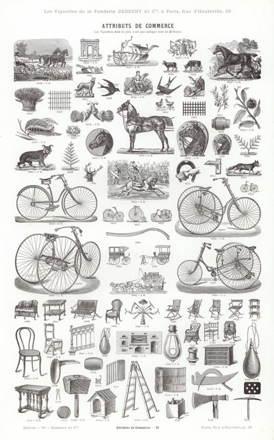 Sida från typografiska vinjetter (gravyr) av French School