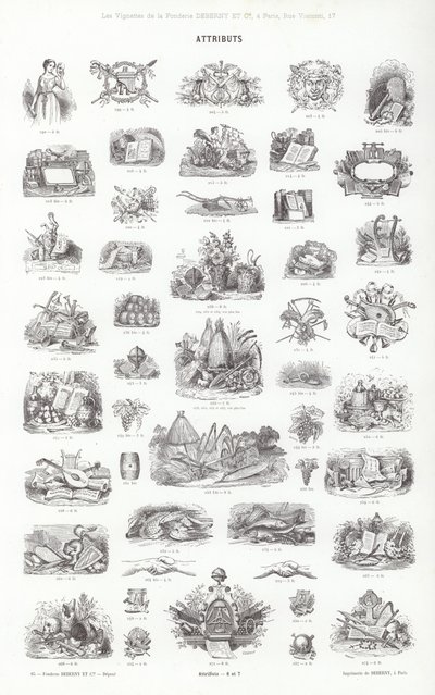 Sida från typografiska vinjetter (gravyr) av French School
