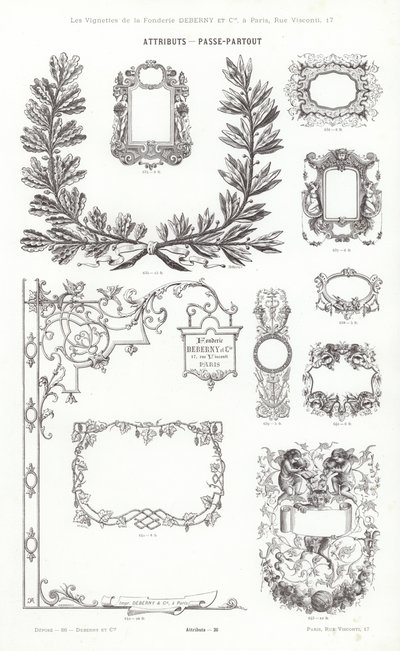 Sida från typografiska vinjetter (gravyr) av French School