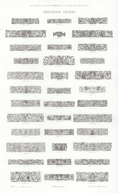 Sida från typografiska vinjetter (gravyr) av French School