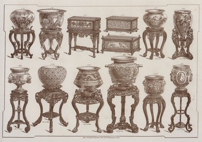 Sida från katalogen för Grand Depot de Porcelaines, Faiences et Verreries (färg litho) av French School