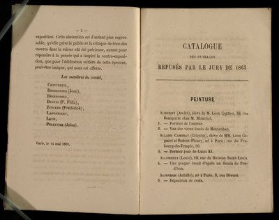 Målningskapitlet, från Salon des Refuses, 1863 av French School