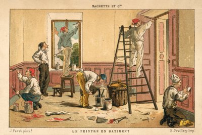 Måla insidan av en byggnad (chromolitho) av French School