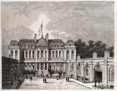 Elysee Palace i Paris - gravyr i "La France illustrée: geografi, historia, statistisk administration" av V.A. Malt-Brown. 1884 av French School